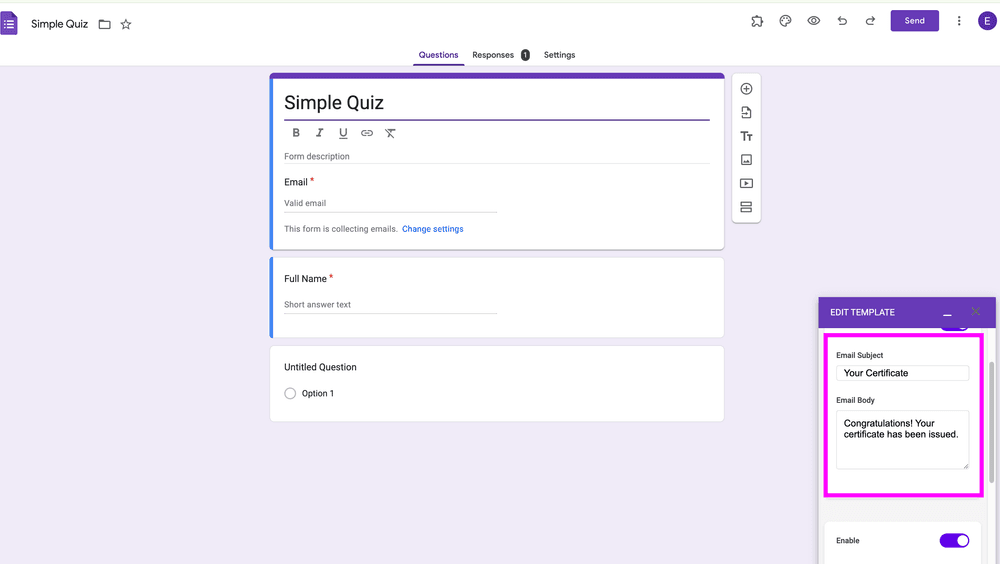 Customize Email Body