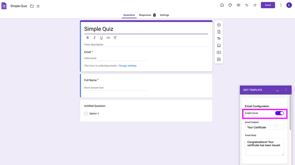 Enable Email Notifications